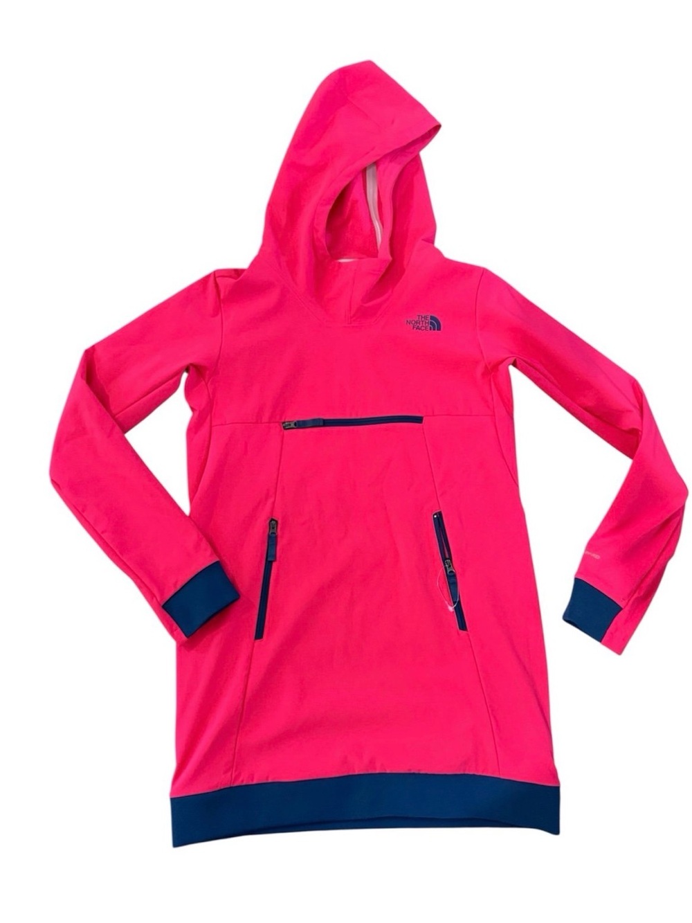 The North Face Girls' Hot Pink Hooded Pullover with Navy Accents